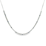 Diamond and Blue Sapphire Tenis Necklace in 18k White Gold