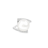 Pearl Diamond Ring in 18k White Gold