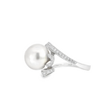 Pearl Diamond Ring in 18k White Gold