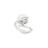 Pearl Diamond Ring in 18k White Gold