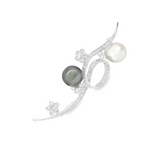 Diamond Pearl Brooch in 18k White Gold