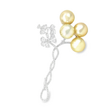 Diamond Pearl Brooch in 18k White Gold