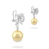 Diamond Pearl Earrings in 18k White Gold