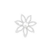 Diamond Pearl Brooch in 18k White Gold