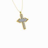 Serafino Consoli 'Cross' Multi-Sized 3-Row 18k Yellow Gold - White Diamond Pendant