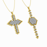 Serafino Consoli 'Cross' Multi-Sized 3-Row 18k Yellow Gold - White Diamond Pendant