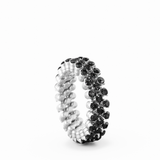 Serafino Consoli Multi-Sized 3-Row 18k White Gold - Black Diamond Ring