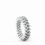 Serafino Consoli Multi-Sized 3-Row 18k White Gold Diamond Ring