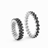 Serafino Consoli Multi-Sized 3-Row 18k White Gold - Black Diamond Ring