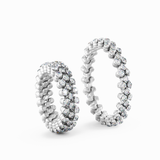 Serafino Consoli Multi-Sized 3-Row 18k White Gold Diamond Ring