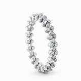 Serafino Consoli Multi-Sized 3-Row 18k White Gold Diamond Ring