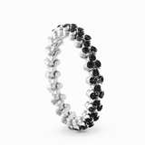 Serafino Consoli Multi-Sized 3-Row 18k White Gold - Black Diamond Ring