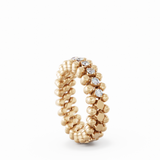 Serafino Consoli Multi-Sized 3-Row 18k Rose Gold Diamond Ring