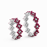 Serafino Consoli 'Flower' Multi-Sized 3-Row 18k White Gold - Ruby & Diamond Ring