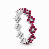 Serafino Consoli 'Flower' Multi-Sized 3-Row 18k White Gold - Ruby & Diamond Ring