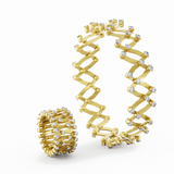 Serafino Consoli 1492 Full-4-Point 18k Yellow Gold - White Diamond Ring Bracelet