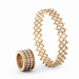 Serafino Consoli Alternato 7-Row, Full 2-Point 18k Rose Gold - White Diamond Ring Bracelet