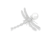 Diamond Pearl Brooch in 18k White Gold