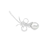 Diamond Pearl Brooch in 18k White Gold