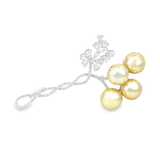 Diamond Pearl Brooch in 18k White Gold