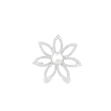 Diamond Pearl Brooch in 18k White Gold