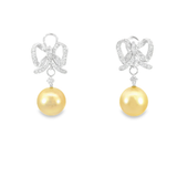 Diamond Pearl Earrings in 18k White Gold