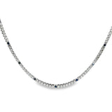 Diamond and Blue Sapphire Tenis Necklace in 18k White Gold