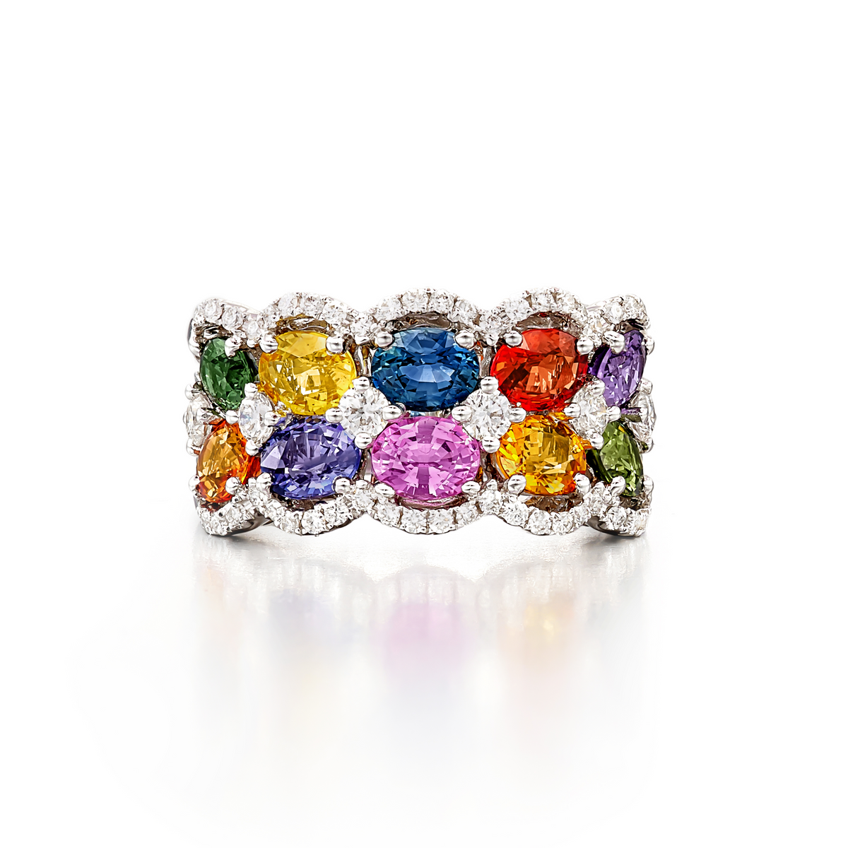 Colour Sapphire Candy Ring in 18k White Gold – TreasureJewellery